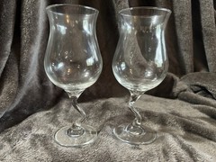 VINTAGE LIBBEY «Z STEM» CLEAR HURRICANE GLASSES — 2 GLASSES