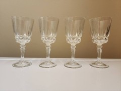 Set 4 Vtg France ESPRIT Vertical Cut Crystal Glasses.