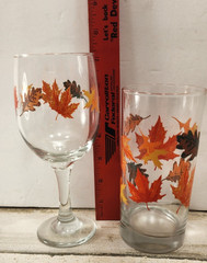 Libbey Crisa Glass Autumn Fall Leaves Design Drinking and Stemware Glass 1 Each