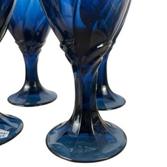 Noritake Sweet Swirl Dark Blue 12 oz Ice Tea / Water Goblets 7 3/8” Tall Set-4