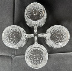 1898 Duncan & Sons Glass 4 Bassettown Pattern #40 Clear Crystal Punch Cups