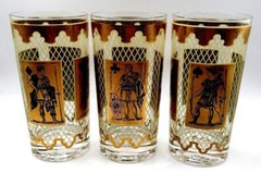 Stancraft Provincial Glassware 22Kt Gold 12oz Barware Roman Playing Cards