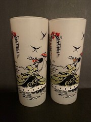 Vintage Victorian Southern Belle Highball Glasses Frosted Libbey Satin White