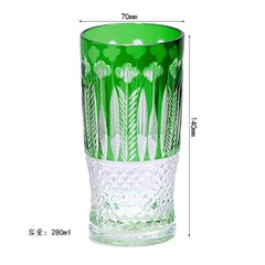 280ml Green Diamond Cut Clear Crystal Glasses For Liquor/Wine
