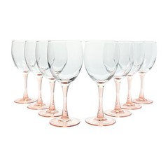 Cristal d’Arques “Rose” 8 Wine/Water All Purpose Glasses 7 1/4” 10oz Pink Stem
