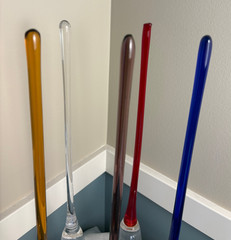 Set of 5 Hand Blown Cut Colored Glass Champagne Toasting Flutes – No Base Design
