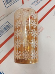 Vintage Daisy Amber Floral Juice Glass Orange With White Flowers