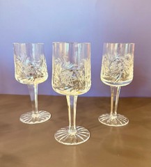 Vintage Set of 12 Bohemian Cut Crystal Wine Glasses 6 Pinwheel Starburst Prist