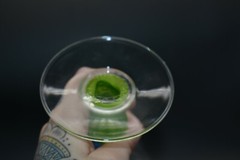 Richard Jolley American Art Glass Green & Blue 6 1/2″ Martini Glass Bombay 1996
