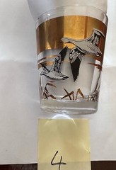 Les Kouba WILD FOWLS GOLD GLASS /TUMBLERS. Set Of 6.