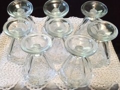 Vtg Set Of 8 Clear Tulip Ice Cream Glasses Soda Shop Style Anchor Hocking DB