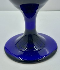 4-Pc Vtg Libbey Premiere Cobalt Blue Glass 16-oz. Iced Tea Stem Goblets 7-1/8″