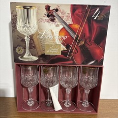 Longchamp Gold Cristal d’ Arques 24% Lead 5.75 oz. Set of 4 Crystal Wine Glasses