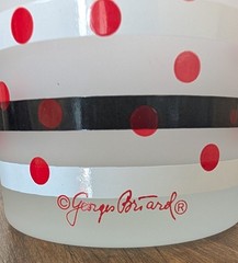 4 VTG Georges Briard Red Polka Dot Black & White Striped 12 Oz Frosted Glasses