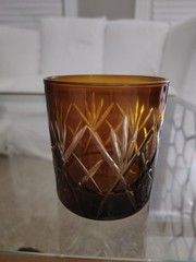 RAKLE Made in Turkey Amber 3 Cut to Clear Old Fashioned Glasses Tumblers