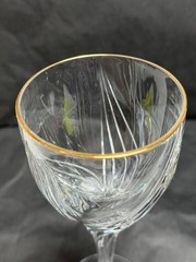 Set of 3 Vintage Lenox Debut Gold Crystal Wine Goblets Signed 7 3/8 in.