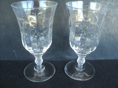 Set Of 2 LIBBEY ROCK SHARPE Crystal Cut GLASSES Wine Water Juice «BEAUTIFUL»