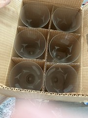 Javit Wheat Pattern Hand Cut Etched Clear Water Goblets Set of 6 Orig Box EXC