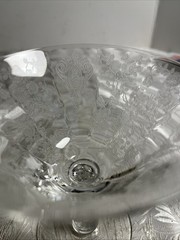 Cambridge Rose Point Crystal Martini Champagne Glasses 1930s Set of 2 Mint