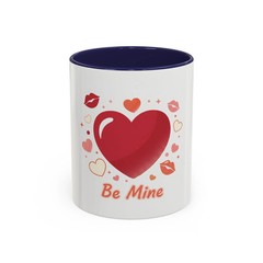 Valentine «Be Mine» Accent Coffee Mug — Heart & Kisses (11/15 oz)