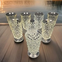 Indiana Glass Colony Whitehall Iced Tea Goblets Glasses 8 Clear Flared Top 6″H