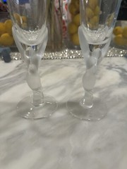2 Vintage Franklin Mint Snow Dove Crystal Champagne Glass from House of Faberge