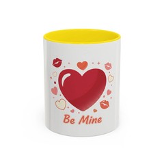 Valentine «Be Mine» Accent Coffee Mug — Heart & Kisses (11/15 oz)
