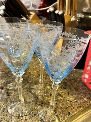 8 Pc Azure Blue Fostoria 5098 June 8 Water Goblets