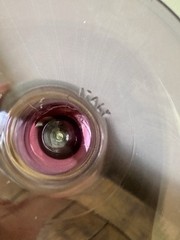 VTG Euroglass Italy 4 Hand Blown Wine Glasses Pink Stem Teal Bowl Iridescent