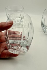 Stunning Block Crystal Cut Glass Old Fashioned Rocks Whiskey Tumblers Dots