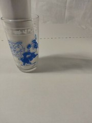 Vintage 2 matching Swanky Swigs Baby Animal juice Glass Blue Bears / Pigs Hazel