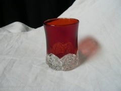 Button Arches Ruby Stained Tumbler EAPG George Duncan & Sons #39 circa 1897