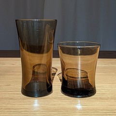 Vintage Anchor Hocking Linden Mocha 12 oz 16 oz Smoky Brown Tumblers MCM Glasses