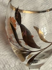 Vintage Hand-Painted Floral Cordial Glasses MCM Gold Accents