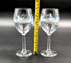 Vintage Chateau Morrisette Tasting Wine Glasses 8 Oz Labradors Blue Set Of 2