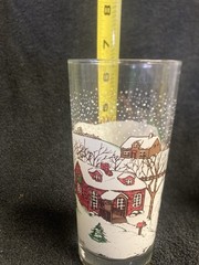 7 Vintage Libbey Winter Village 16 Oz. Drinking Glasses 6.25” Mill Horse Sleigh