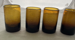 Amber Etched Drinking glasses 4 1/2″ tall set of 4