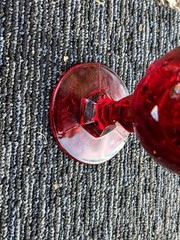 Vintage Ruby Red Goblet – Madonna Inn – Original Rose Pattern
