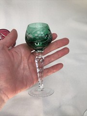 5 Lausitzer Crystal Cut To Clear Multicolor Grape Vine Hock Wine Glasses 5 1/4”