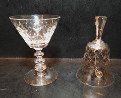 Libbey Ridgewood Wine Water Cocktail Glass and Crystal Bell- Excellent Condition