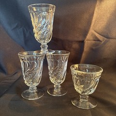 3 Fostoria COLONY CRYSTAL JUICE 4 1/2″ -5oz FOOTED TUMBLERS & 3 1/2” 4oz Oyster