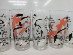 Anchor Hocking Canadian Geese Drinking Glasses Pink & Black