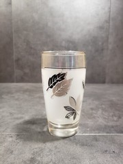 Vintage 1960’s Libby Frosted Silver Leaf Tumblers Juice Glasses