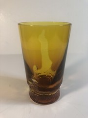 Hard to find VARGA 10 Oz Crystal Tumbler; Amber Color with Splashes of Clear.