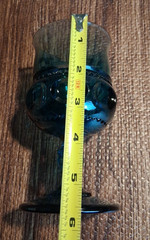 Indiana Glass Kings Crown Thumbprint Smokey Blue Small Goblets Set of 4 Vtg