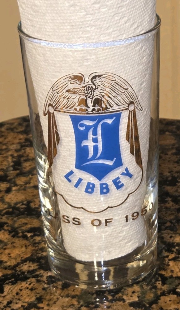 Toledo Ohio LIBBEY Closed High School Class of 1950 Reunion Drink Glass Souvenir