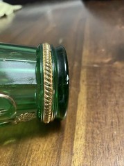 Vintage Northwood INTAGLIO pattern Emerald Green Glass gold-trimmed 5pc Set