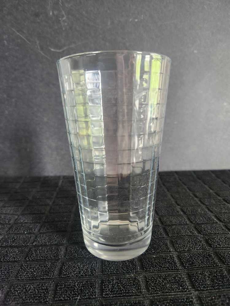 Vtg Tumbler Glass «Scotch» Pattern by Pasabahce «Block Optic» Windowpane Design