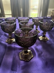 Vintage Fostoria Moonstone Champagne Tall Sherbet Goblets Taupe Brown Glassware