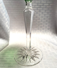 AJKA/FIFTH AVE WINE GLASS EMERALD GREEN CUT TO CLEAR CRYSTAL BOHEMIAN HUNGARY